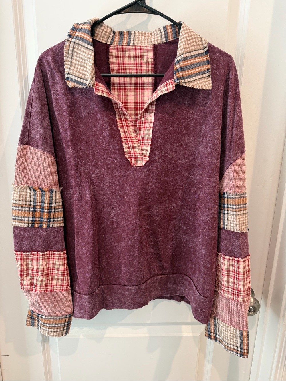 Boho Distressed Patchwork Top Size Large